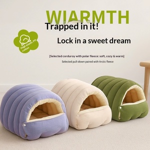 Cama Cálida y Acogedora para Mascotas, Diseño de Cueva, Felpa Suave, Refugio Seguro con Calefacción para Todas las Estaciones, para Perros y Gatos, con Cojín Extraíble - Product Image 2
