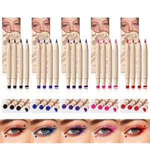 Set di 4 <span class=keywords><strong>Eyeliner</strong></span> <span class=keywords><strong>a</strong></span> Doppia Punta con Timbro, Colorati, Impermeabili, <span class=keywords><strong>Lunga</strong></span> Durata, con Stelle, Cuori e Farfalle per Trucco Festivo - Product Image 2