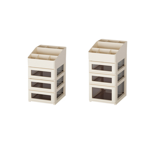 Hộp đựng đồ để bàn bằng nhựa màu kem, nhiều ngăn, dùng cho nhà, văn phòng, đựng son môi, văn phòng phẩm - Product Image 5