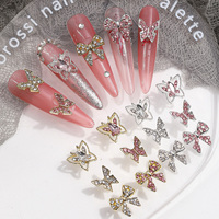 Tendances YUCAGCI 3402 Breloques Papillon 3D pour Ongles, Strass Argentés Colorés Scintillants, Décorations Nail Art
