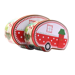 Caja de lata de metal <span class=keywords><strong>con</strong></span> forma de caravana navideña festiva Embalaje de regalo de dulces impreso personalizado - Product Image 4