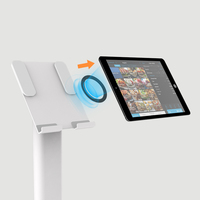 Support de sol en métal debout libre réglable en hauteur commerciale pour iPad Air Flexible inclinaison pivotant conception magnétique tablette PC supports