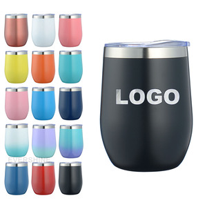 Bicchiere Termico da Viaggio USA 12 oz 16oz in Acciaio Inox, Senza Stelo, per Vino e Caffè, <span class=keywords><strong>con</strong></span> Coperchio e Cannuccia - Product Image 1