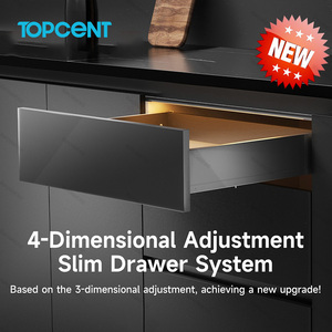 Topcent 4D có thể điều chỉnh Slim Ngăn kéo trượt grey vật liệu thép Tủ Ngăn Kéo hộp mềm đóng bếp ngăn kéo RUNNERS hệ thống - Product Image 2