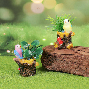 Resin Bird And <b>Tree</b> Stump Miniature Landscape Ornament Indoor <b>Outdoor</b> Desktop Decoration Garden Decor Style A B C D - Product Image 3