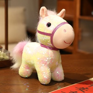 Peluche Cavallo Colorato con Glitter, Ciondolo Mascotte Anno del Cavallo, Decorazione Soggiorno, Regalo di Capodanno, Cotone PP - Product Image 6