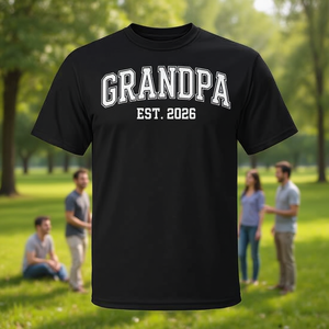 T-shirt Grandpa Est 2026 nera da uomo, abbigliamento casual - Product Image 3