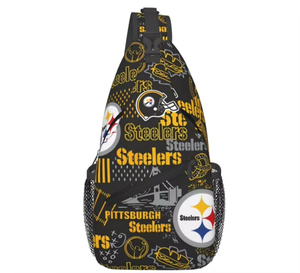Custom 32 wholesale TeamsPittsburghSteelers Chest Bag Backpack Crossbody Sling Bags Travel Daypack Cross Chest Diagonally Shoulder Bag