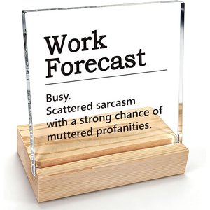 Divertido letrero acrílico portátil para decoración de oficina, pronóstico del tiempo, regalos de broma para compañeros de trabajo, cita sarcástica para el lugar de trabajo - Product Image 1