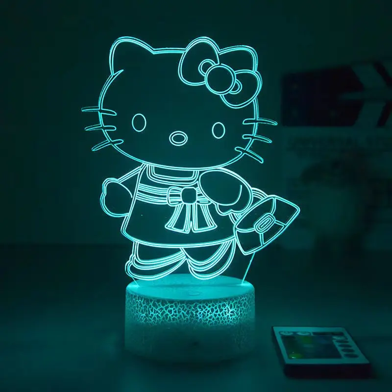 Kitty 3d Led Illusion Lampe 7 couleurs Changeantes Led Night Lamp Animaux