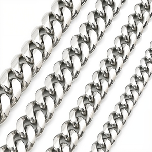 Collana a Catena Cubana in Acciaio Inossidabile Lucidato Stile Hip Hop, Accessori Semi-Lavorati, Gioielli in Acciaio al Titanio con Placcatura Personalizzata - Product Image 1