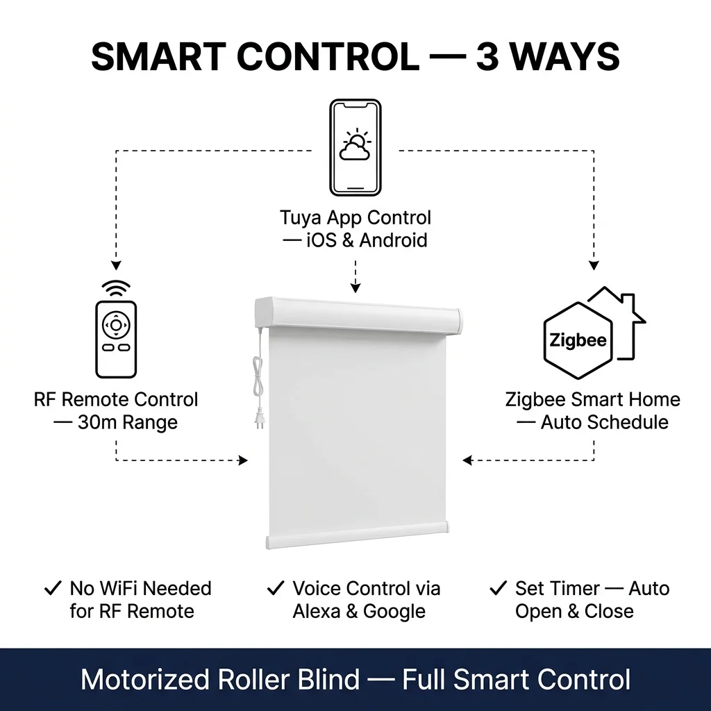 Smart Motorized Roller Blinds Electric Window Shades Remote Control Blackout Roller Shades For Home Office Living Room · image 2