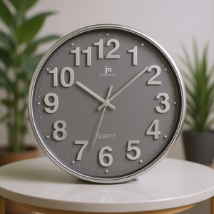 Reloj de pared (35,5cm) JUSTAMINUTE Gris y Cromo 00816G - Product Image 3