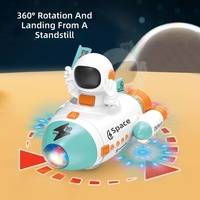 Jouet fusée spatiale électrique avec éclairage et musique, pour enfants, avec fonctions de levage multidirectionnel et de rotation, et figurine d'astronaute