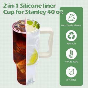 Separador de Bebidas 2 en 1 de Silicona Compatible con Vasos Stanley de 40 Oz, con Tapa, Reutilizable, de Doble Cara - Product Image 4