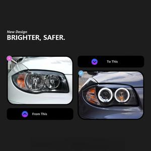 Conjunto de Faros LED para <span class=keywords><strong>BMW</strong></span> Serie 1 <span class=keywords><strong>E87</strong></span> 2004-<span class=keywords><strong>2011</strong></span>, Ojo de Ángel, Luz de Señal de Giro, Luz Diurna LED - Product Image 2