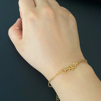 Vnox — Bracelet avec nom arabe personnalisé pour femme, bijou en acier inoxydable plaqué or 18 carats, bijou islamique avec plaque nominative