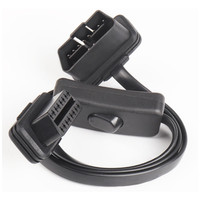 Câble OBDII plat à angle droit, profil bas, 24V, 16 broches, mâle vers femelle, avec interrupteur, 60 cm