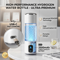 Vaso de Hidrógeno Premium Tritan de 320ml sin BPA de Fábrica Original con Pantalla Táctil Inteligente Autolimpiante, OEM ODM, Vaso de Agua Antioxidante para la Salud