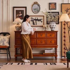 Aparador de Madera Maciza Estilo Retro Francés, Mueble de Almacenamiento para Sala de Estar, Mueble de Entrada con Cajones - Product Image 2