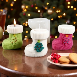 Moule en résine en forme de chaussette de Noël en gros, moule en silicone 3D DIY pour bougies parfumées et décoration intérieure - Product Image 5