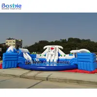 Tobogán acuático inflable con piscina, Parque Acuático inflable con tema de océano, oso polar, nuevo diseño