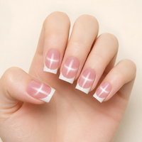 Y213 Kaixin Factory Faux ongles à presser effet œil de chat forme bec de canard ultra-brillants Rose Nude Blanc pour usage intérieur Fournisseurs