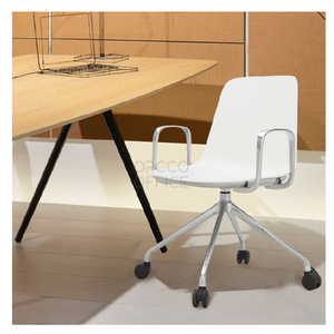 Oficina escuela biblioteca beige recepción sala de conferencias escritorio ergonómico giratorio reposabrazos visitante tapicería Silla de tareas para reuniones - Product Image 4
