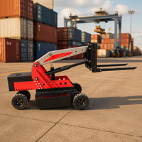 Mini chariot élévateur électrique télescopique tout-terrain 1 tonne, télécommandé, avec batterie lithium-ion et pneus pleins
