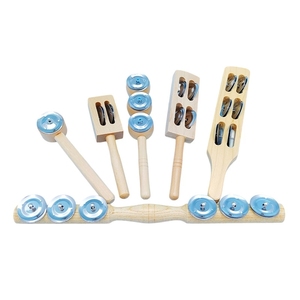 Cymbales en bois naturel en gros, plusieurs styles, 1/2/3/4/6 cymbales métalliques, instrument de percussion Orff pour la danse rythmique - Product Image 1