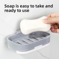 Nouvelle porte-savon mural en plastique à double couche avec ventouse, sans perçage, pour salle de bain