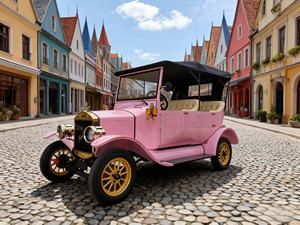 Voiture de tourisme rétro Yatian Purple 5 places, véhicule de transport de passagers pour le marché latin et le quartier culturel - Product Image 5