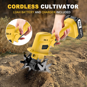 Mini cultivadora de metal con escobillas de 20V, grado DIY, resistente, fácil de operar, antideslizante, con batería de 2.0Ah y cargador, construcción de plástico CT-20LS - Product Image 5