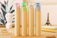 Mini crayons en bois pour enfants, 12 paquets/6 paquets, emballage en Tube, outils de peinture, crayons de couleur pour dessin