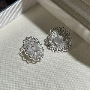 ต่างหูเงินแท้ Wenchi S925 ดีไซน์ลายลูกไม้ วินเทจ หรูหรา ประดับมุก ดีไซน์เรียบง่าย ทันสมัย สำหรับผู้หญิง จากประเทศจีน - Product Image 5