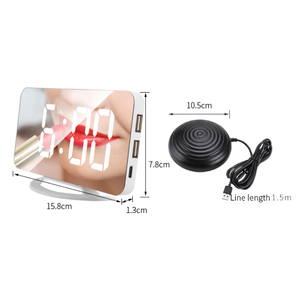 Réveil du <span class=keywords><strong>matin</strong></span> horloges d'oreiller lumineux Snooze Normal secoueur de luxe Unique personnalisé son miroir noir 2 Led alarme Am Fm horloge - Product Image 4
