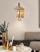 Lampes murales extérieures LED en cuivre de style européen avec commande tactile, étanches pour couloir, cour et balcon