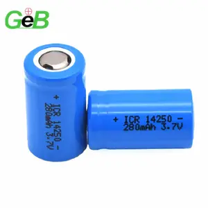 GEB 공장 판매 ICR14250 리튬 이온 14250 3.7V 280mAh Saft ls Icr 14250 C 크기 1/2AA 배터리 충전식 3.7v 리튬 이온 배터리