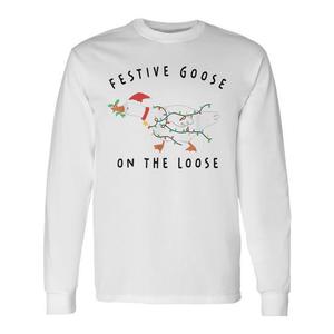 Maglietta a maniche lunghe natalizia Festive Goose On The Loose - Product Image 1