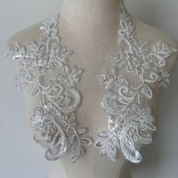 Applique florale brodée en dentelle à paillettes et perles pour robe de soirée, tissu en tulle brodé