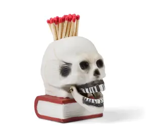 Ceramic Vintage Memento Mori Skull Match Holder Striker