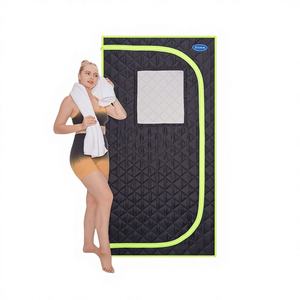 Portable Plus Type Full Size Far Infrared Spa Sauna <b>Tent</b> Easy Installation Stainless Steel Pipes Larger Space Home Therapy <b>Black</b> - Product Image 1