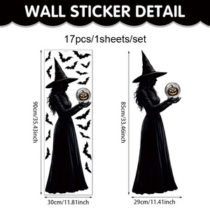 Pegatinas de PVC para Ventanas de Halloween con Diseño de Bruja, Decoraciones Espeluznantes para el Hogar, Adhesivos Estáticos para Vidrio - Product Image 5