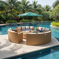 Modernes, Langlebiges, Tragbares Rundes Rattan-Sofa-Set für den Außenbereich und Garten