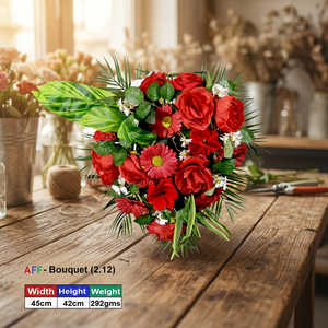 Artificial <b>Flower</b> Scarlet Passion & Tropical Palm Cascade <b>Wall</b> Arrangement - Product Image 2
