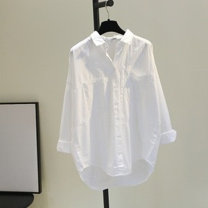T26407 Camicetta da Donna a Maniche Lunghe, Monopetto, Collo Rovesciato, Tinta Unita Bianca, Stile Casual di <span class=keywords><strong>Mezza</strong></span> <span class=keywords><strong>Stagione</strong></span> - Product Image 5