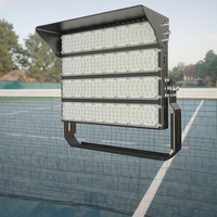 Projecteur LED POEL à mât haut 1000W pour terrains de tennis, corps en aluminium écoénergétique, montage sur poteau conique, IP66, dimmable, garantie 5 ans