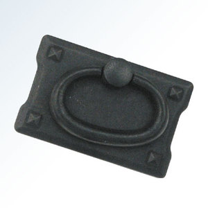 Traditional Cast Iron Rectangle Drawer Pull Handle with Oval Ring and Diamond <b>Corners</b> for <b>Cabinet</b> Storage Closet Use - Product Image 1