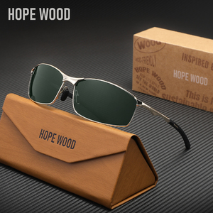 نظارات شمسية مستطيلة كلاسيكية فاخرة للرجال من خشب الأمل مربعة من سبائك زرقاء UV400 بتصميم عصري نظارات ركوب - Product Image 2