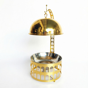 Recipiente para calentar comida de acero inoxidable dorado de 8L, circular, para buffet, para uso comercial en hoteles y restaurantes. - Product Image 5